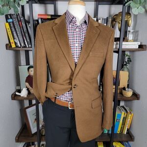 Andrew Fezza men's‎ Sport Coat Blazer Two Button Solid Brown Poly Viscose 40R
